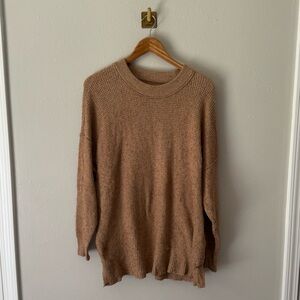 Aerie Waffle Knit Cozy Brown Tan Oversized Sweater Size Small